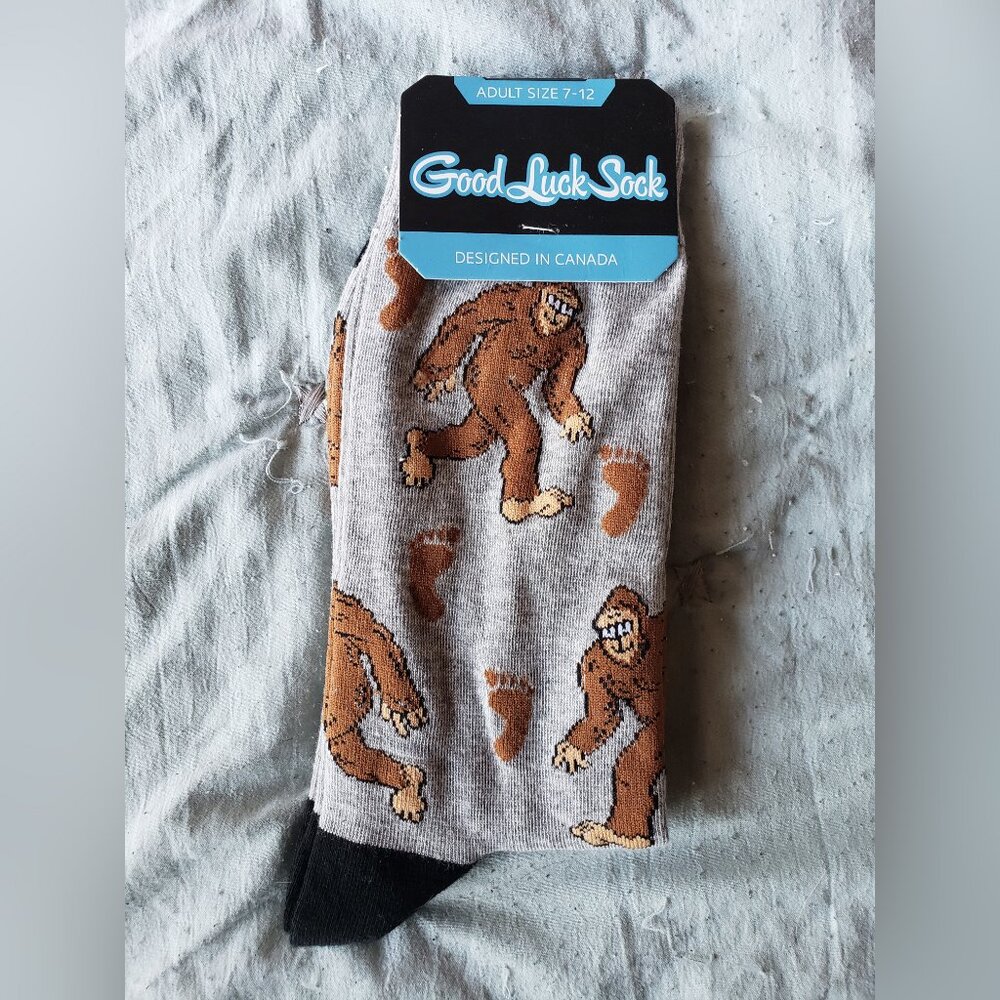 Good Luck Sock Men's Bigfoot Socks (Gray, 7-12) NWT
